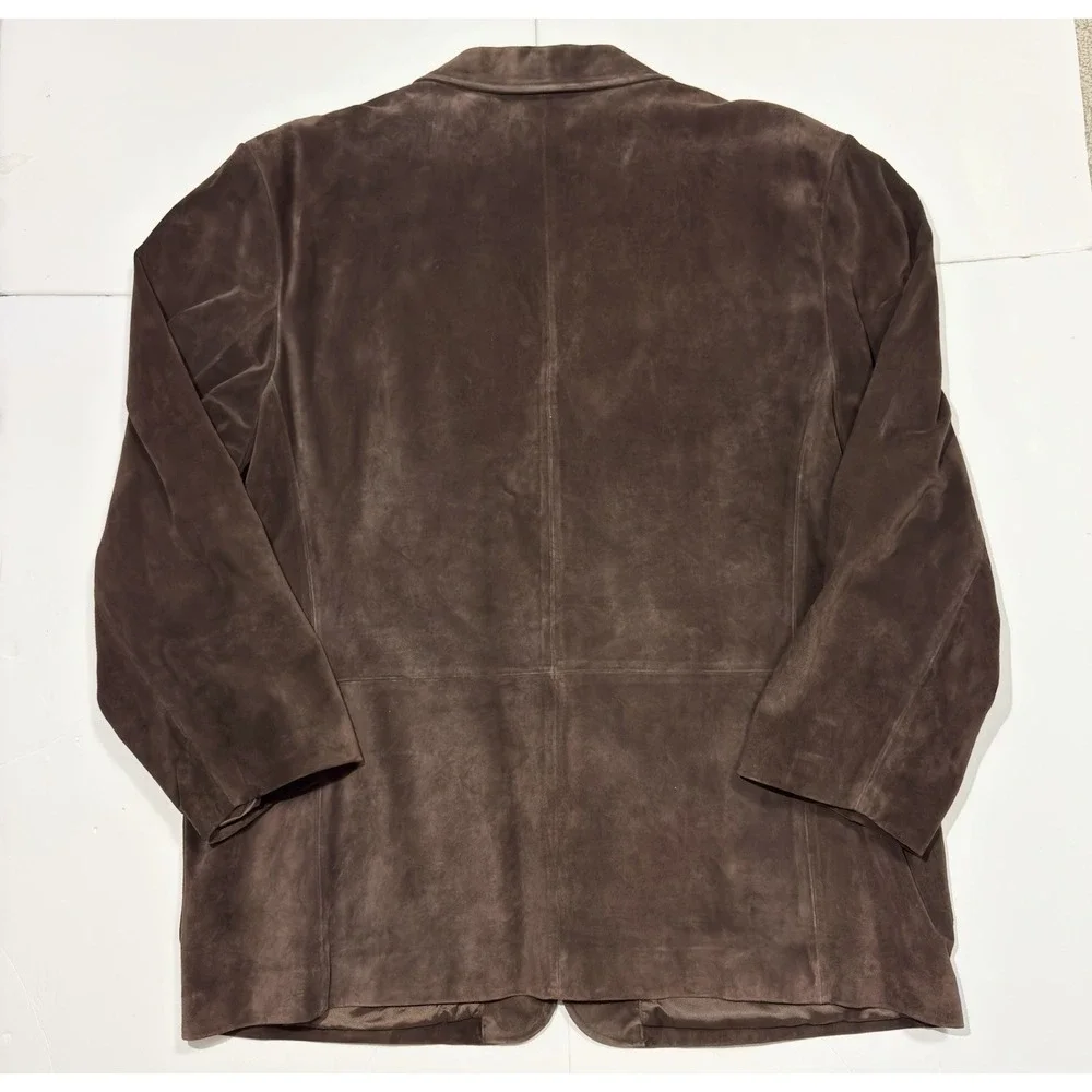 Roundtree & Yorke Mens Long Brown Suede Leather Jacket Coat Trench Size XXL City